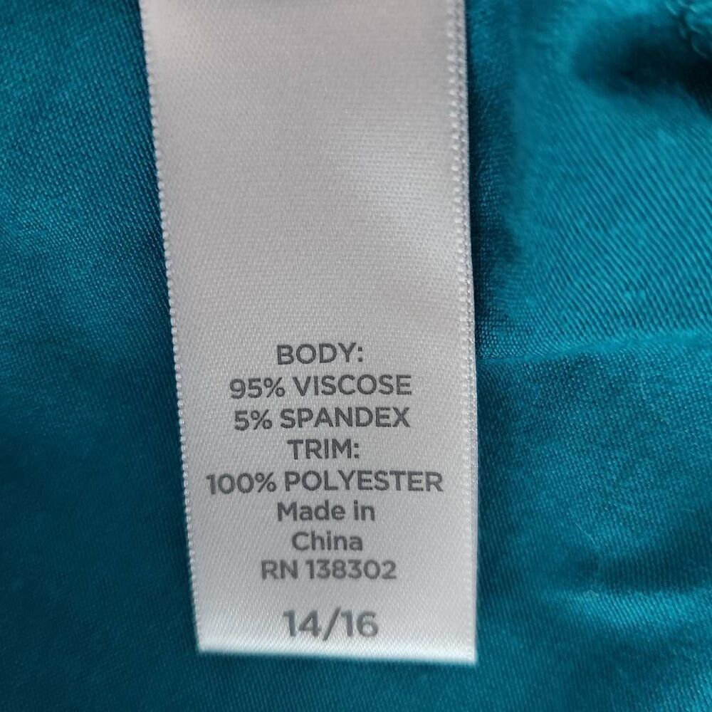Avenue Blue Blouse with Draped Front NWT Size 14/16 Teal Bloue Top - Picture 8 of 9